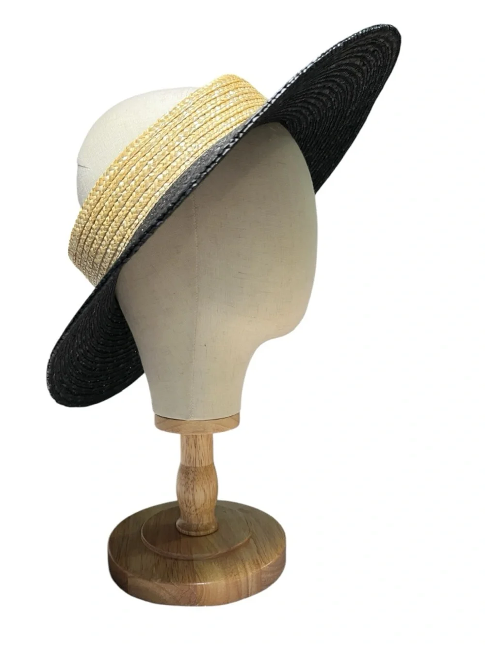 BRIXTON Joanna Wheat Straw Hat in Black and Honey Sz M/L